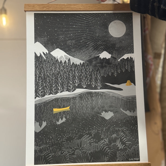 Illustrated Art Print - Night Paddle